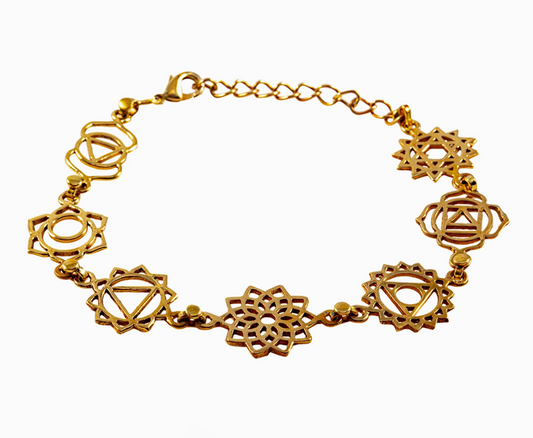 Chakra Symbols Brass Bracelet