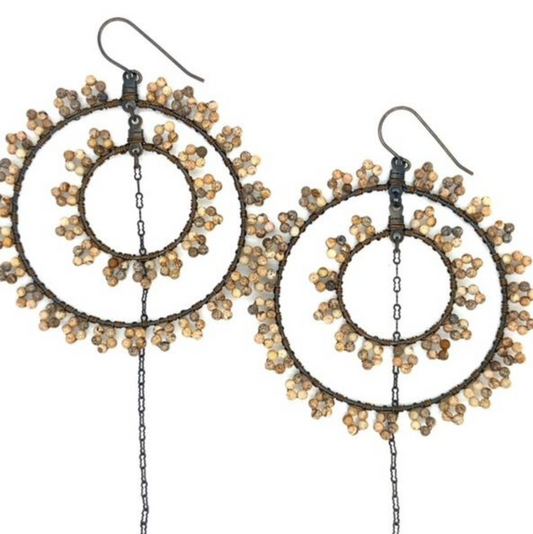 Double Hoop Cafe Beaded Earrings