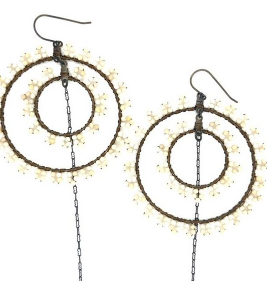 Double Hoop Riverstone Beaded Earrings