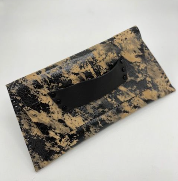 Marble Leather Envelope Clutch