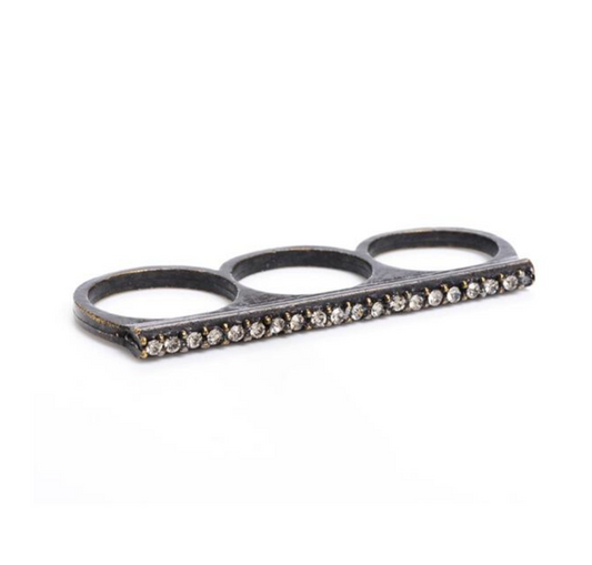 Three Finger Black Diamond Ring