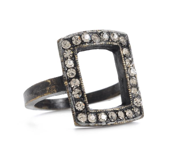 Rectangle Black Diamond Ring