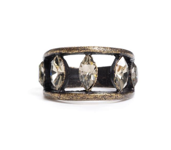 Navette Black Diamond Crystal Ring