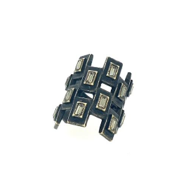 Checkered Black Diamond Baguette Ring