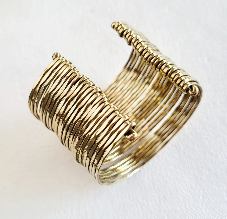 Multi Layered Brass Wire Cuff Bracelet