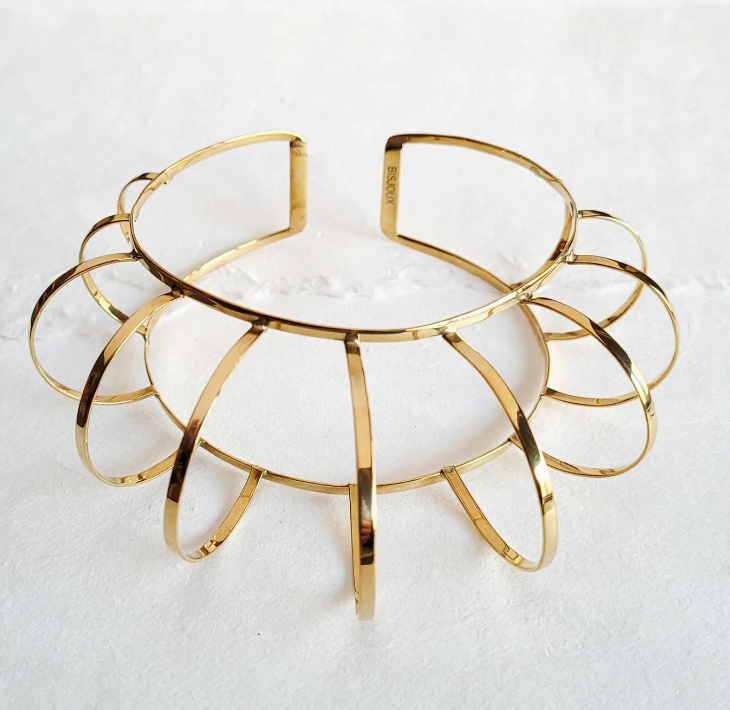 Brass Domed Caged Collar Necklace