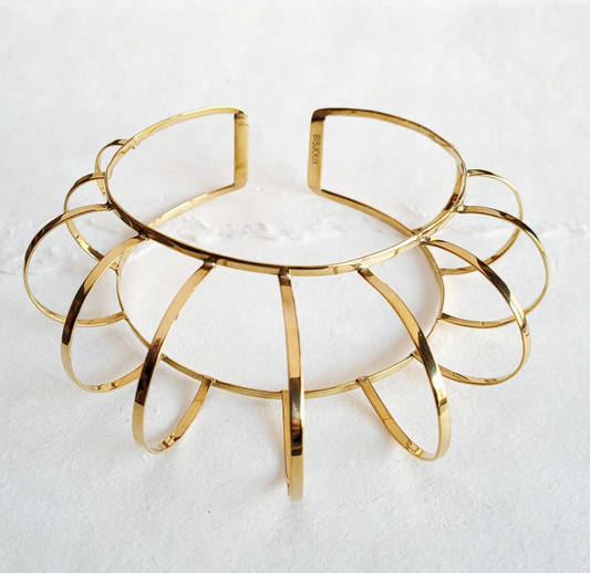 Brass Domed Caged Collar Necklace