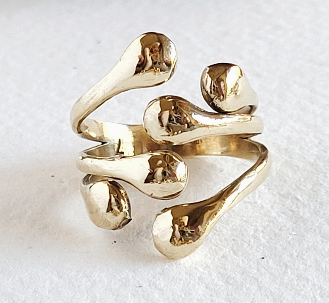 Brass Molten Cluster Ring