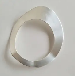 Silver Crushed Handcrafted Flat Bangle Cuff