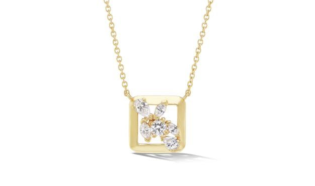 Pretty As A Picture Square Diamond Pendant Necklace