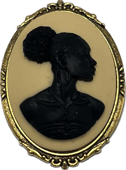 Limited Edition Cameo Brass Pin- Black Silhouette