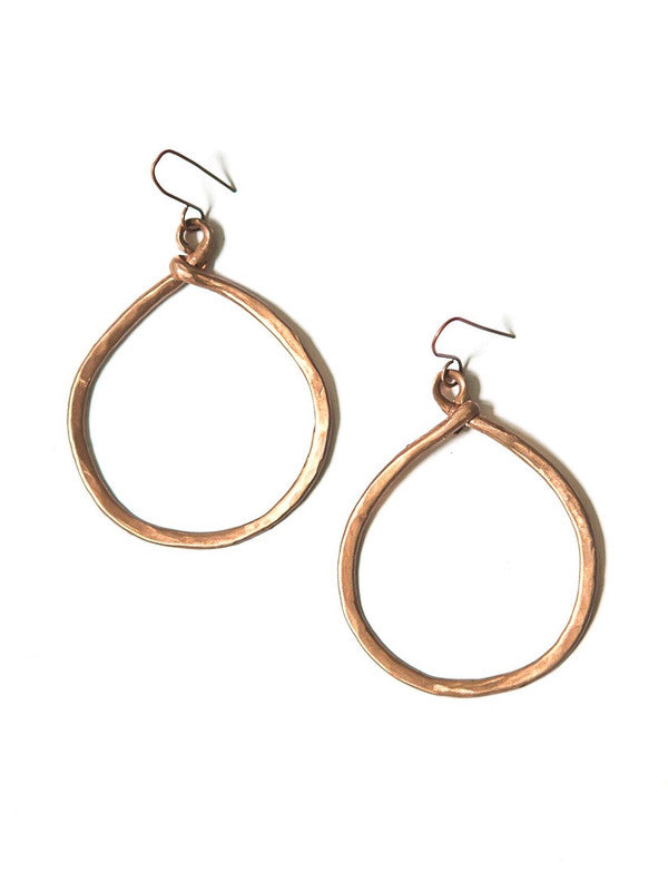 Terracotta Hammered Copper Hoop Earrings