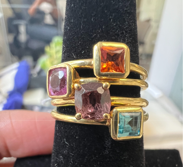 Hot Pink Spinel Stacked Ring