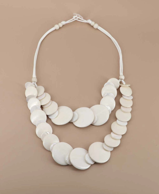 Wood and Shell Disc Necklace
