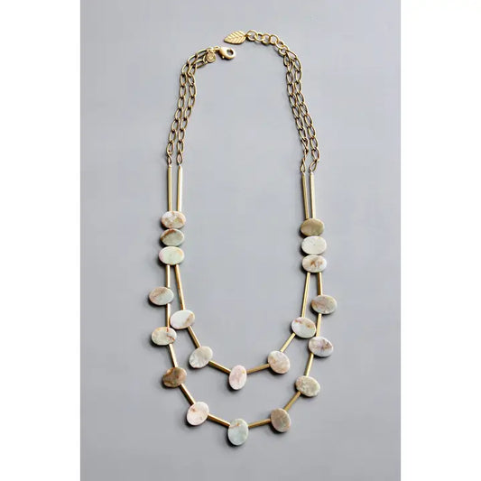 Jade and Brass Beaded Necklace