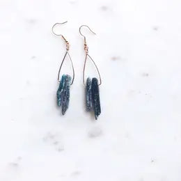 Spiked Raw Blue Kyanite Earrings