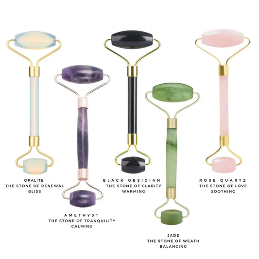 Crystal Face Glow Roller - Natural Stones (Rose Quartz, Jade, Opalite, Obsidian)