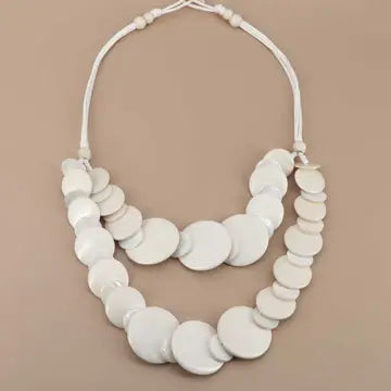 Wood and Shell Disc Necklace