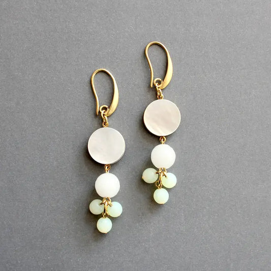Mother-Of-Pearl and Glass Cluster Earrings