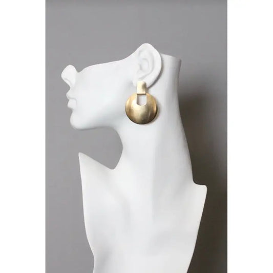 Geometric Round Brass Post Earrings