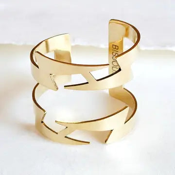 Brass Lighting Bolt Cutout Cuff Bracelet