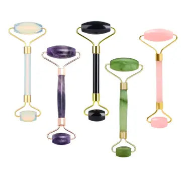 Crystal Face Glow Roller - Natural Stones (Rose Quartz, Jade, Opalite, Obsidian)