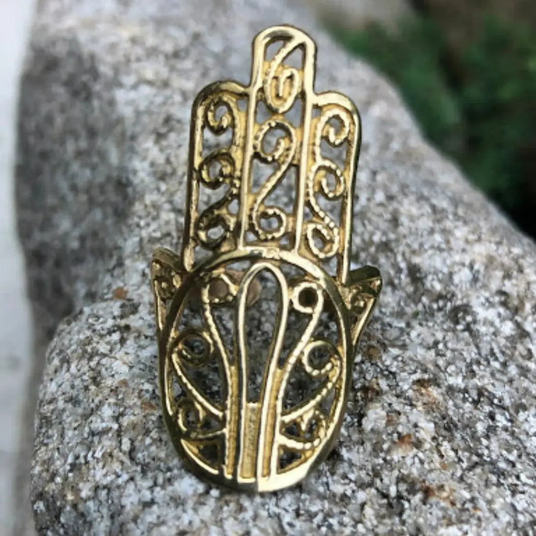 Hamsa Brass Ring (Adjustable)