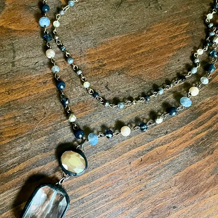 Layered Crystal Pendant Necklace
