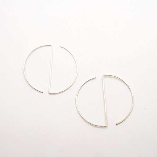 Geometric Bar Hoops - Sterling Silve