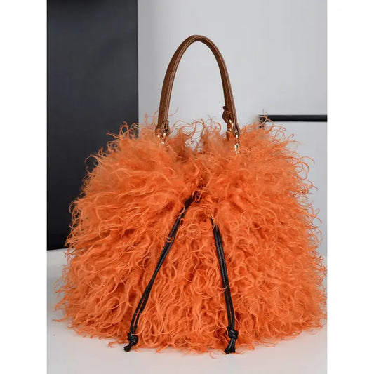 Orange Fur Handbag