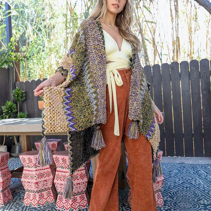 Boho Horizon Wrap (Cobalt, Mustard and Magenta)