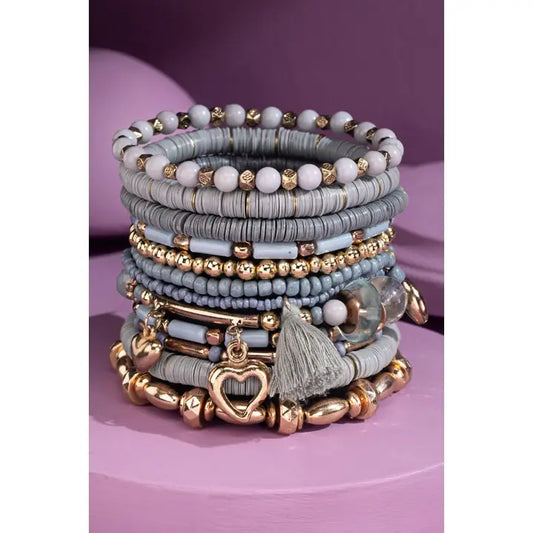 Twelve Layered Mixed Beaded Bracelet Set