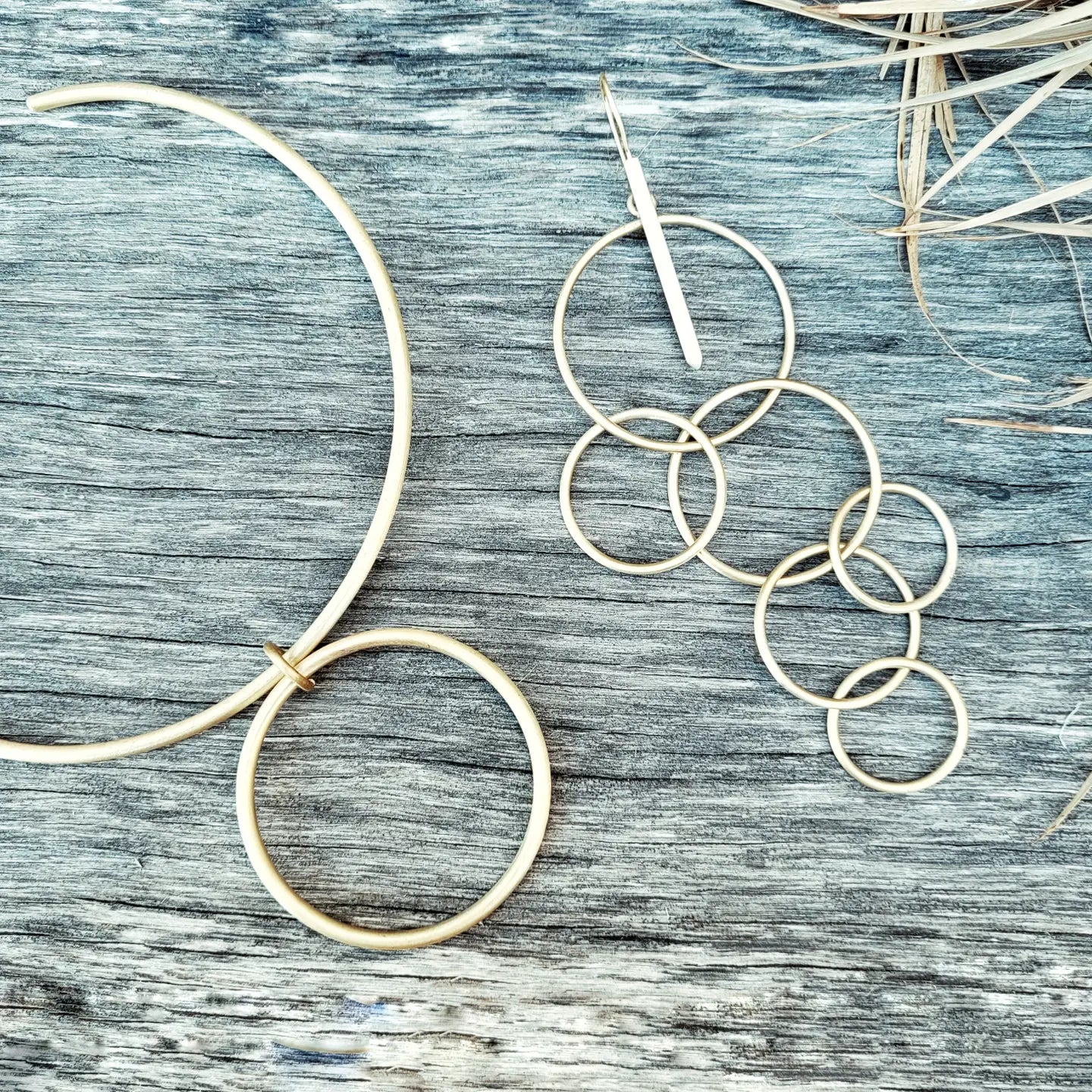 Modern Brass Long Hoop Chandelier Earrings