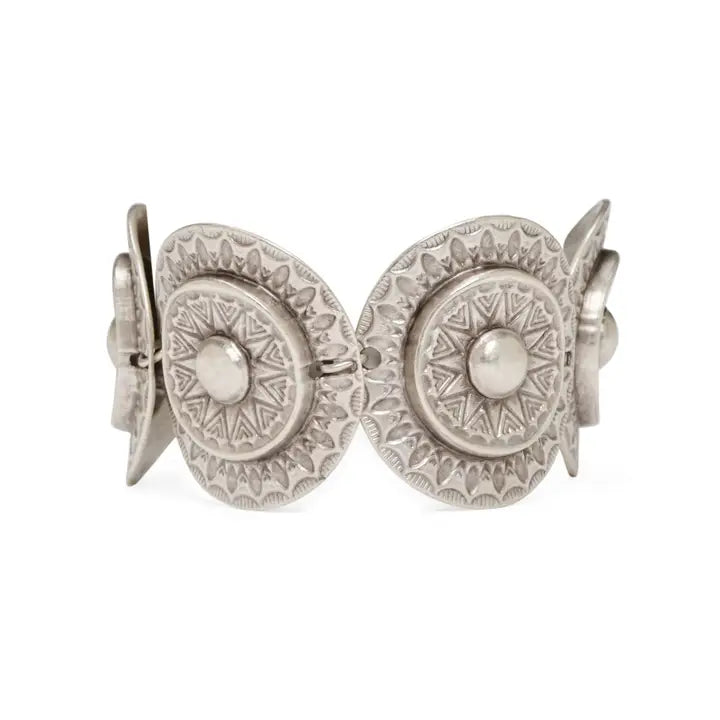 Handmade Pewter Ethnic Disc Bracelet