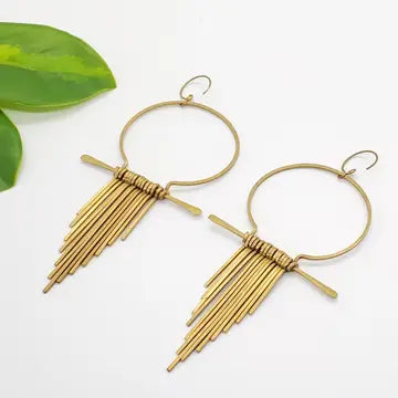 Brass Hoop Fringe Earring