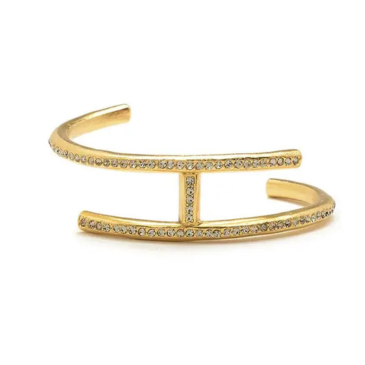 Crystal Metal Bracelet in Gold Finish