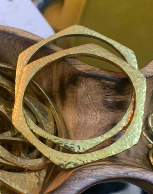 Mwangi Geometric Hammered Brass Bangle Bracelet
