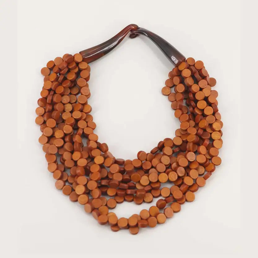 Honey Hue Twist Wood Necklace
