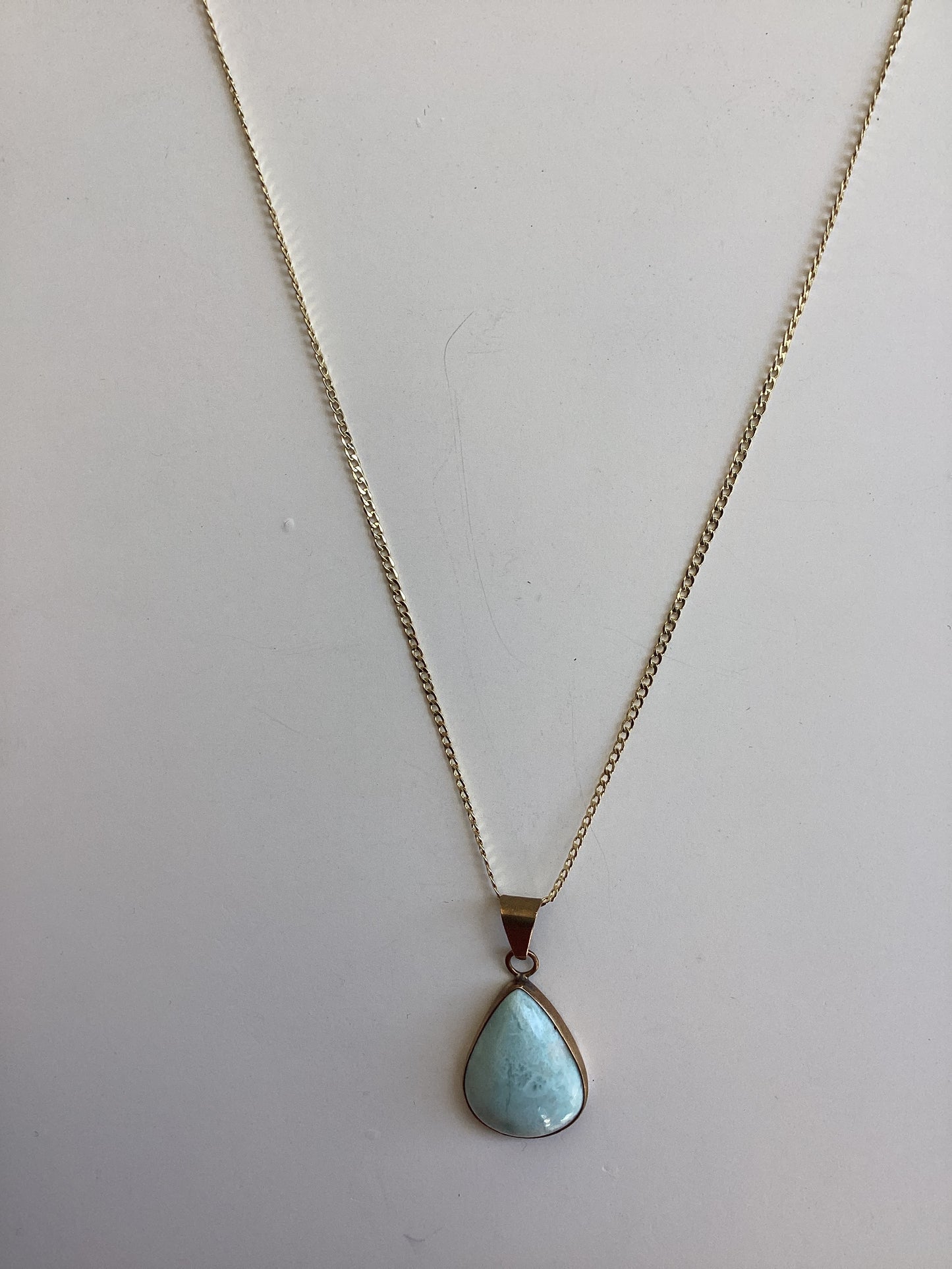 Brass and Larimar Round Pointed Necklace