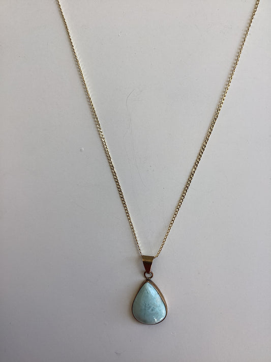 Brass and Larimar Round Pointed Necklace