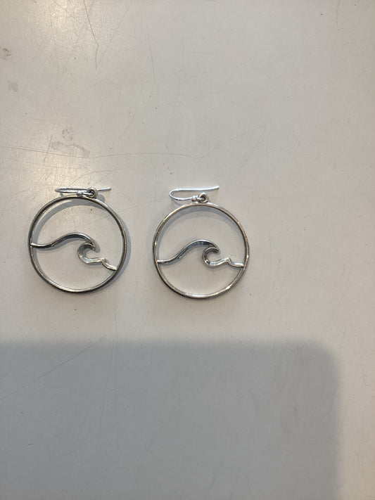 Small Silver Wave Hoop Earrings