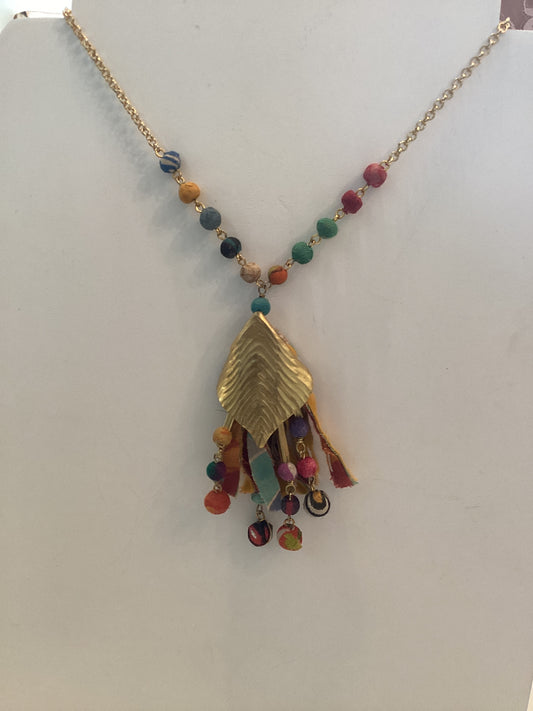 Boho Leaf Tassel Necklace