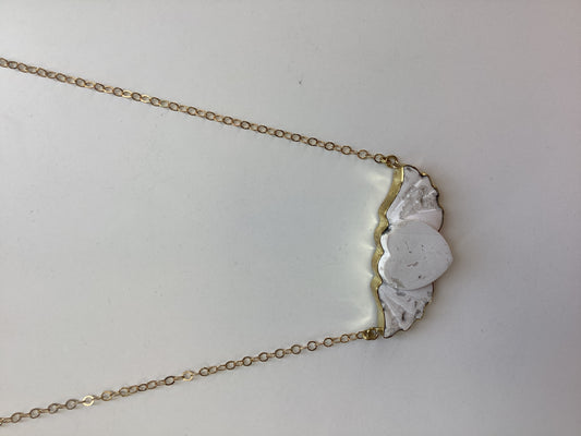 Heart and Wings Brass and White Stone Necklace