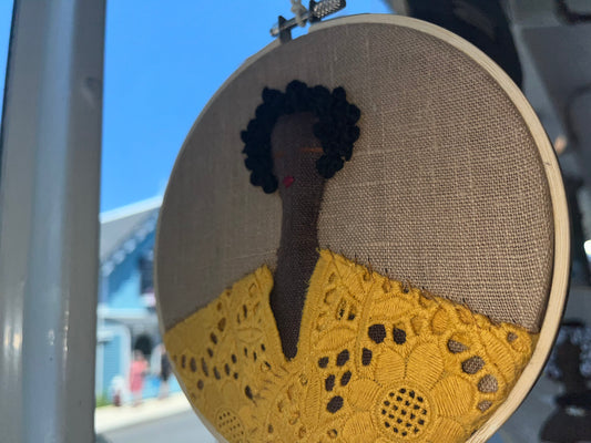 Handstitched Doll Portrait-yellow dress