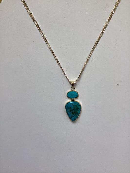 Turquoise and Brass Goddess Necklace