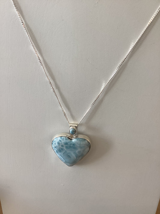 Ocean Heart Larimar Pendant Necklace