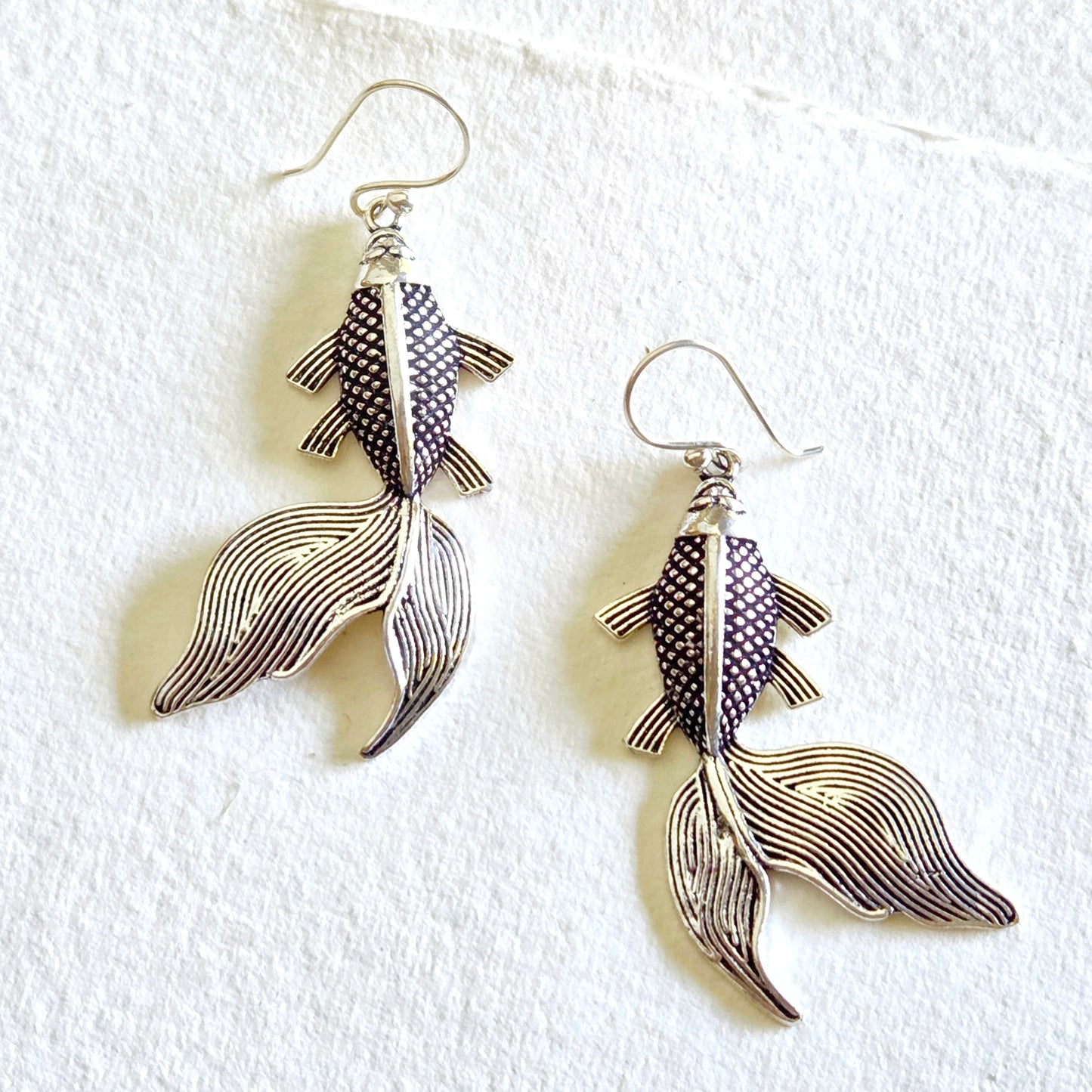 Koi Fish Earrings: Silver and Brass