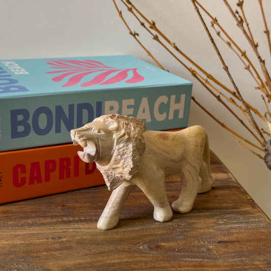 Soapstone Lion Natural Sculpture