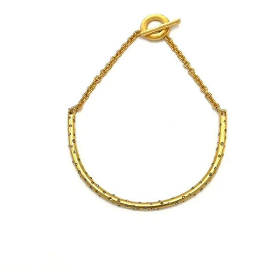 Crystal Burnished Metal Neck Cuff in Gold