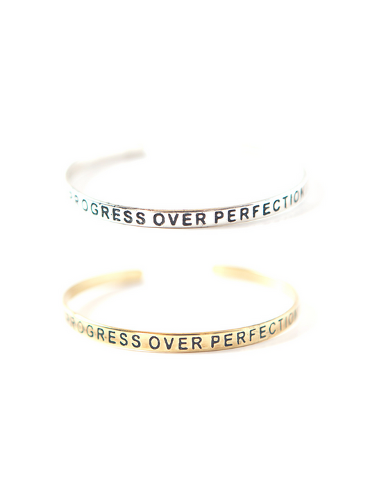 Progress Over Perfection Cuff Brass
